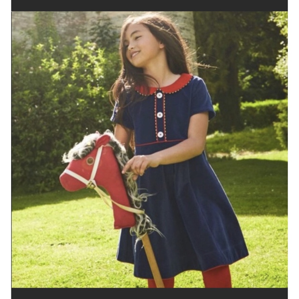 Mini Boden Navy and red Velvet Dress 4-5 years